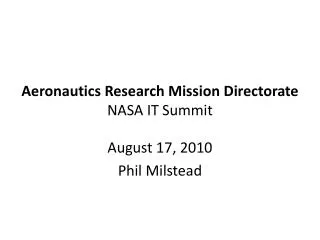 Aeronautics Research Mission Directorate NASA IT Summit