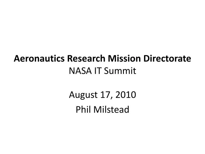 aeronautics research mission directorate nasa it summit
