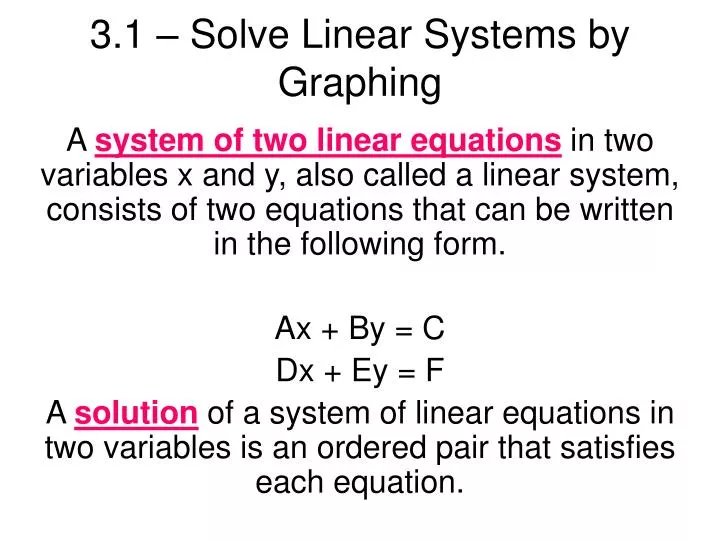 3 1 solve linear systems by graphing