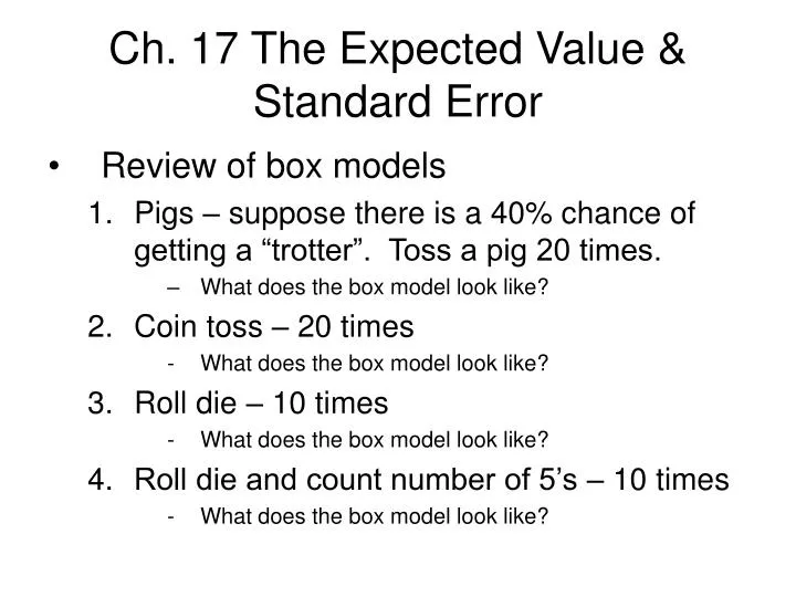 ch 17 the expected value standard error