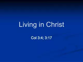 Living in Christ