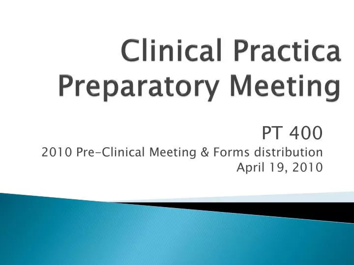 clinical practica preparatory meeting