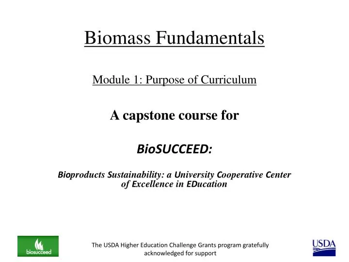 biomass fundamentals module 1 purpose of curriculum
