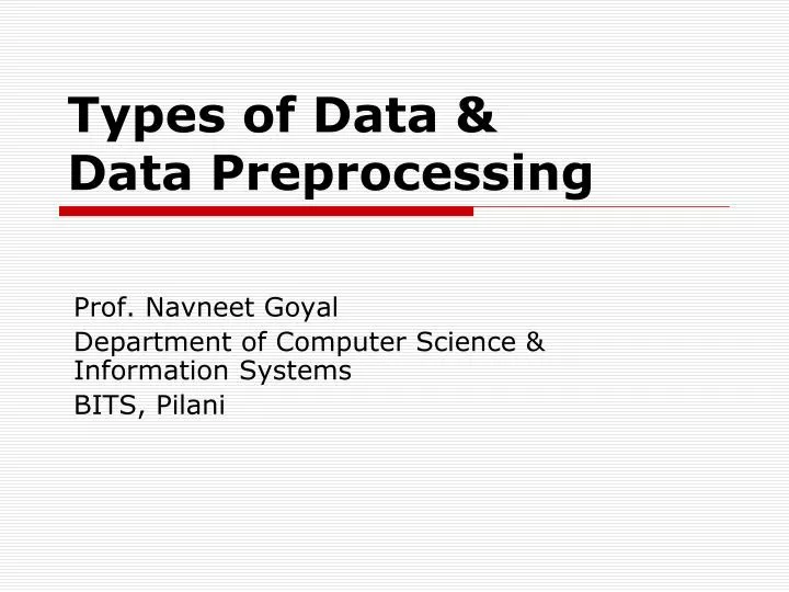 types of data data preprocessing