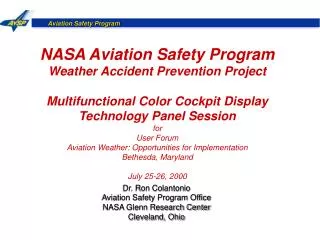NASA Aviation Safety Program Weather Accident Prevention Project
