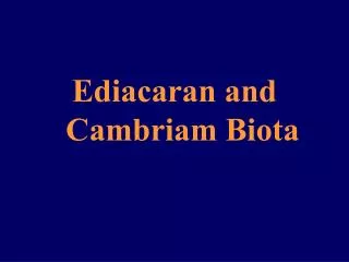Ediacaran and Cambriam Biota