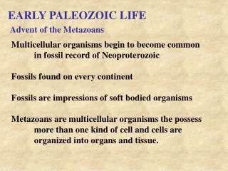 EARLY PALEOZOIC LIFE