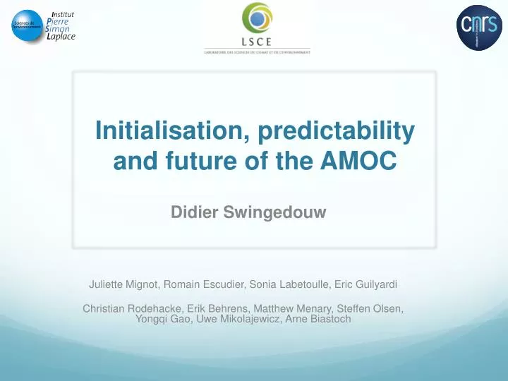 initialisation predictability and future of the amoc