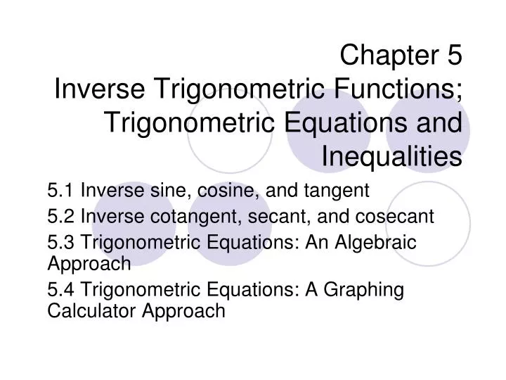 chapter 5 inverse trigonometric functions trigonometric equations and inequalities
