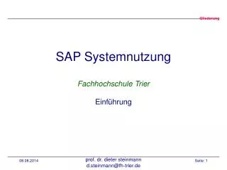 sap systemnutzung fachhochschule trier einf hrung