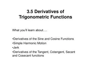 3.5 Derivatives of Trigonometric Functions