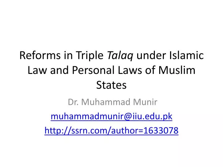 reforms in triple talaq under islamic law and personal laws of muslim states