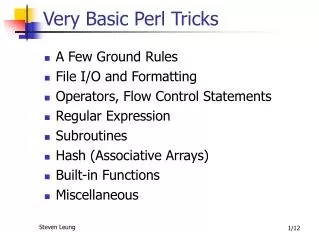 Very Basic Perl Tricks