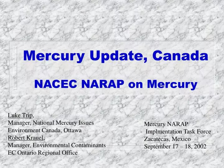 mercury update canada nacec narap on mercury