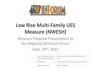 Low Rise Multi-Family UES Measure (NWESH)
