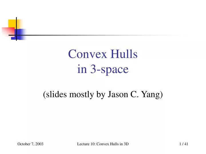 convex hulls in 3 space