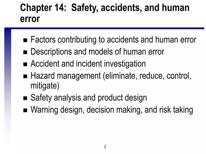 chapter 14 safety accidents and human error