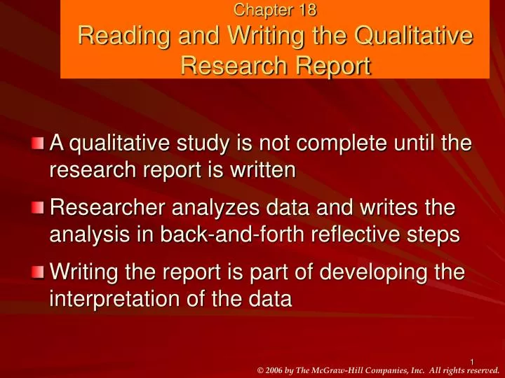 chapter 18 reading and writing the qualitative research report
