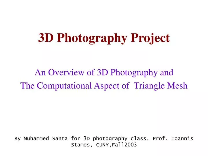 3d photography project