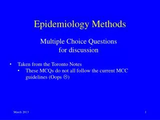 Epidemiology Methods