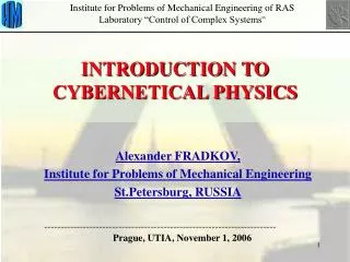 INTRODUCTION TO CYBERNETICAL PHYSICS