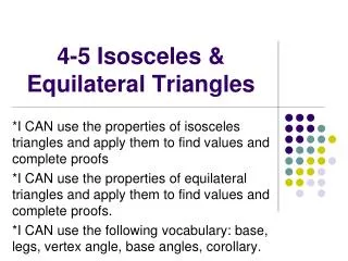 4-5 Isosceles &amp; Equilateral Triangles