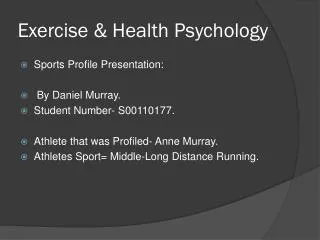 Exercise &amp; Health Psychology