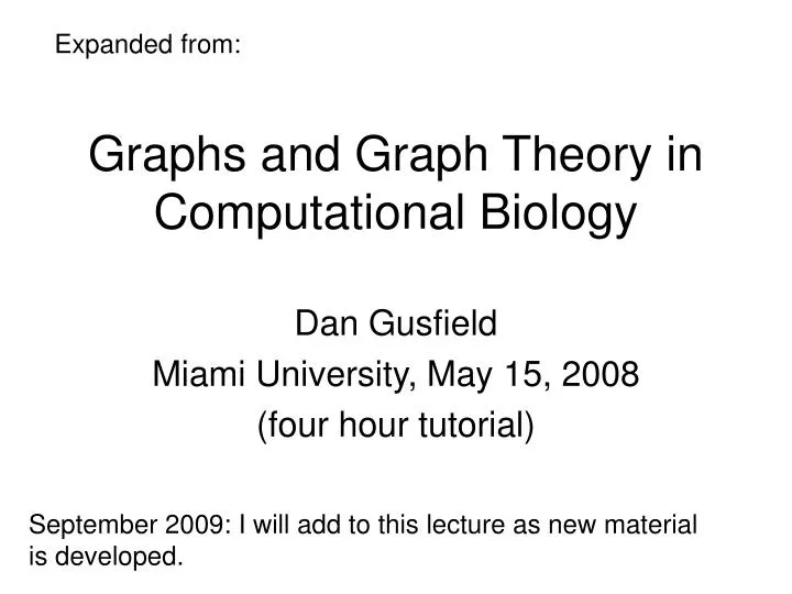 graphs and graph theory in computational biology