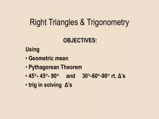 Right Triangles &amp; Trigonometry