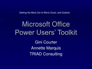 Microsoft Office Power Users’ Toolkit