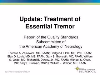 Update: Treatment of Essential Tremor