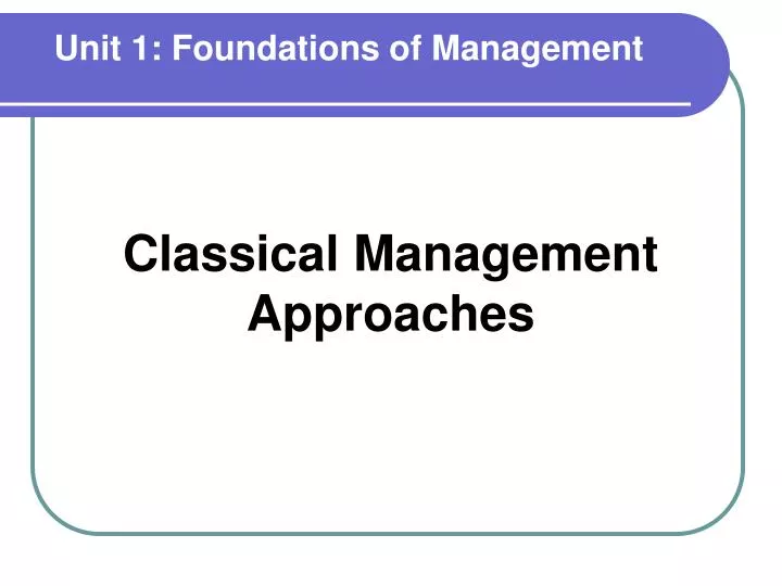 classical management approaches