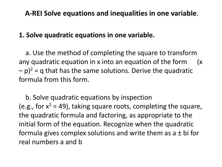 a rei solve equations and inequalities in one variable