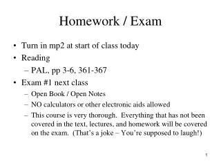 Homework / Exam