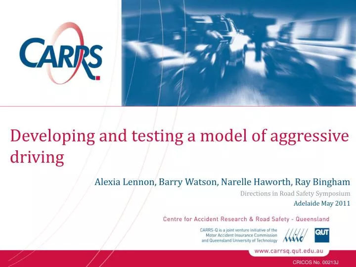developing and testing a model of aggressive driving