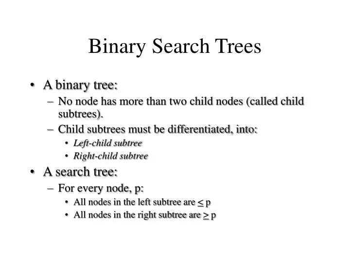 binary search trees