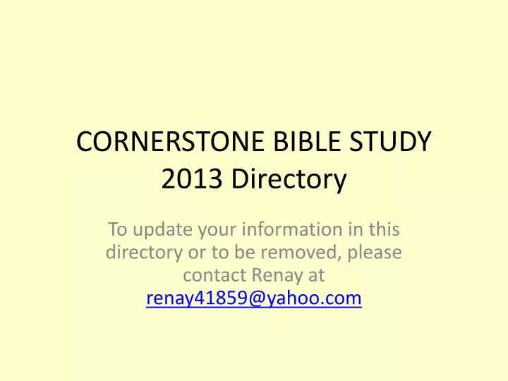 cornerstone bible study 2013 directory