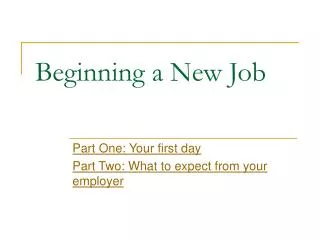 beginning a new job