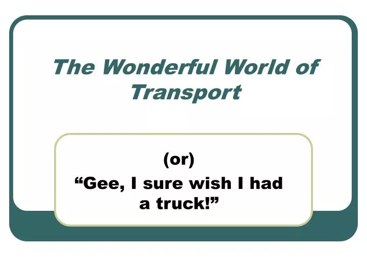 the wonderful world of transport