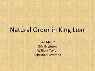 Natural Order in King Lear
