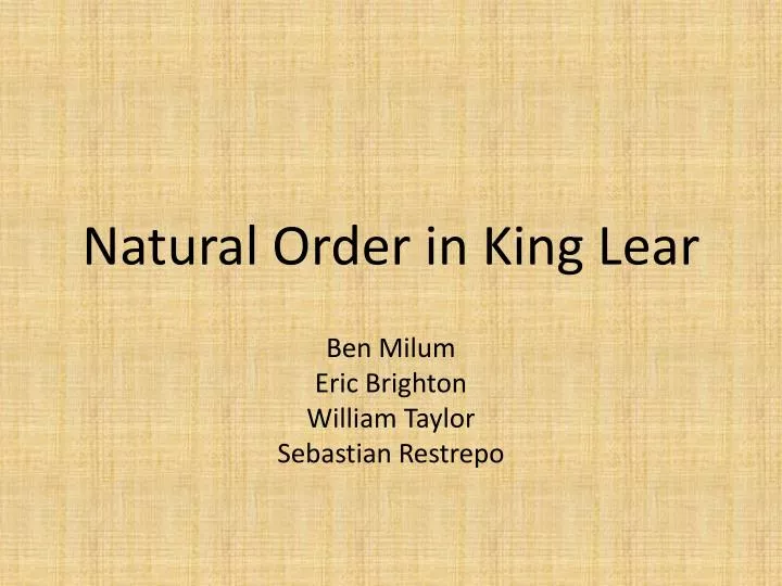 natural order in king lear