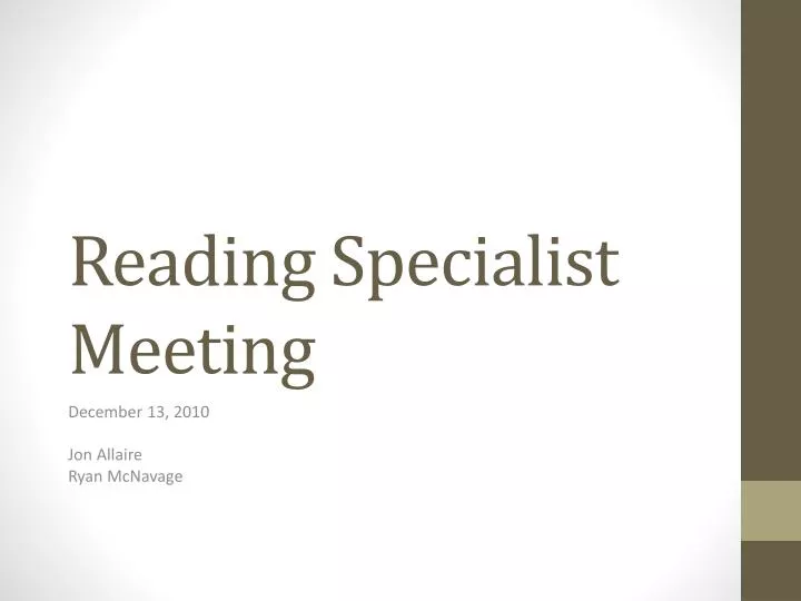 reading specialist meeting