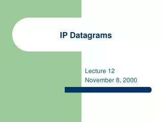 IP Datagrams