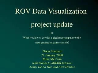 ROV Data Visualization project update or