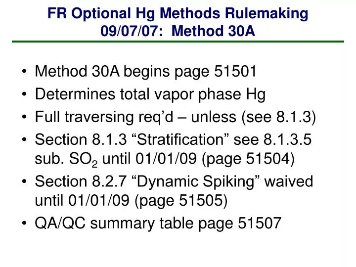 fr optional hg methods rulemaking 09 07 07 method 30a