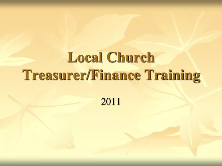 local church treasurer finance training