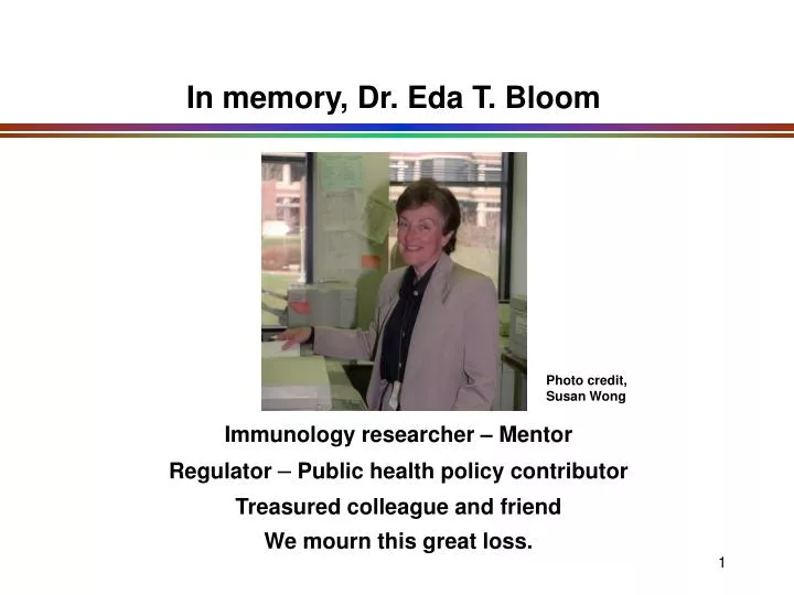 in memory dr eda t bloom