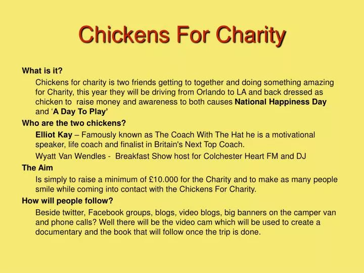 chickens for charity
