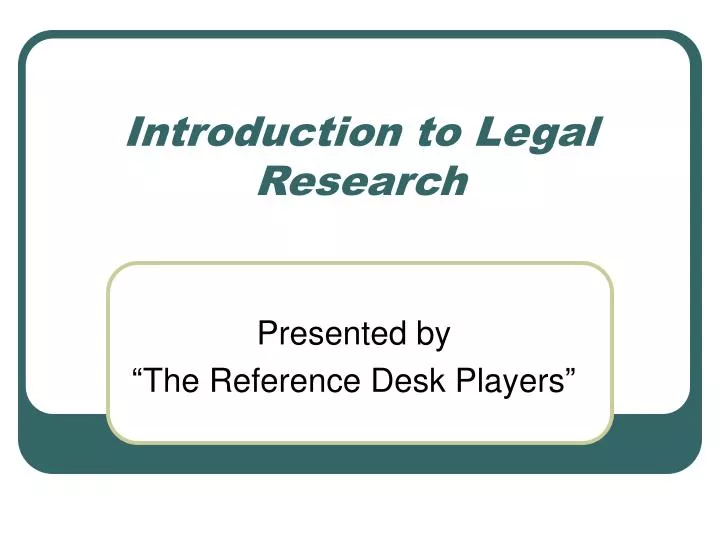 introduction to legal research