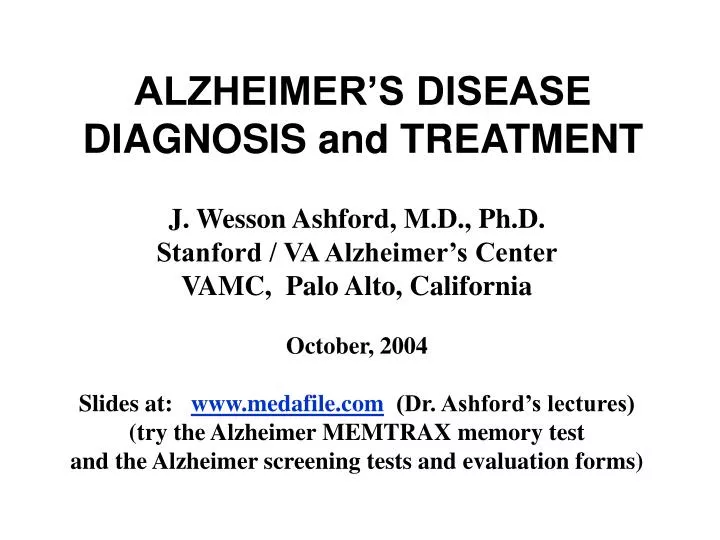 alzheimer s disease diagnosis and treatment